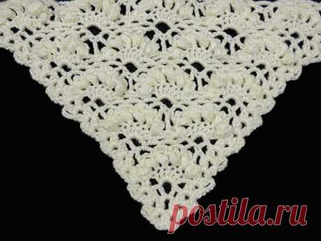 Crochet : Punto Abanico Puff en Relieve en &quot;V&quot;