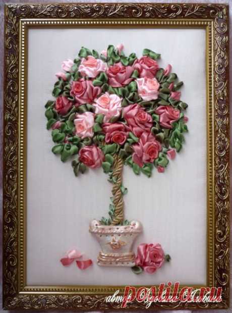 &quot;Розовое дерево&quot; - Вышиваю лентами -  Вдовина Альбина