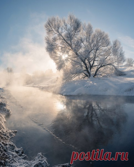 «Немного солнца в холодной воде». Несмотря на сильные морозы, река Уча не замерзла. Московская область. Автор фото – Татьяна Белякова: nat-geo.ru/photo/user/47381/