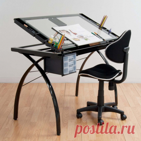 Fancy | Futura Drafting Table with Glass Top
