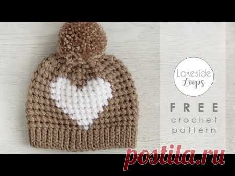 Hunter Heart Hat FREE Crochet Pattern Video Tutorial