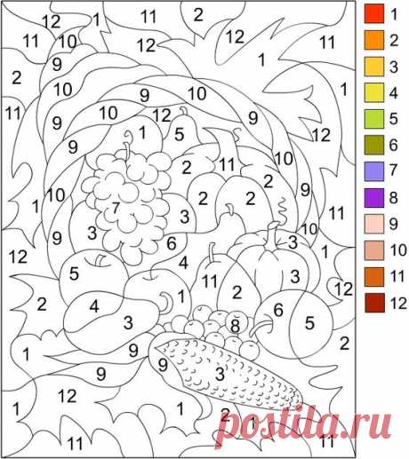 (690) Free Coloring Pages: COLOR BY NUMBER * Thanksgiving Coloring page | Kleurplaten