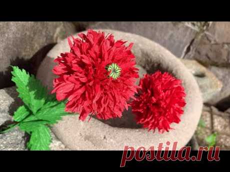 ABC TV | How To Make Crimson Feathers Poppy Flower With Crepe Paper - Craft Tutorial