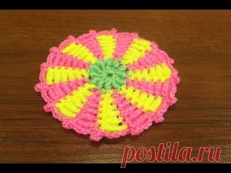 Образец коврика крючком из витых столбиков (rug, crochet) - YouTube