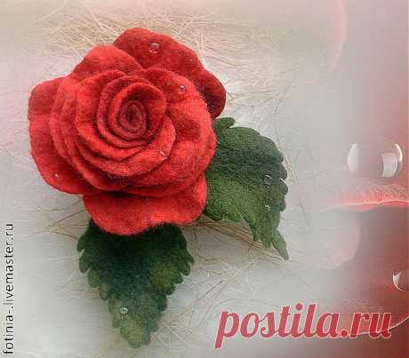 Роза из шерсти цельноваляная - Ярмарка Мастеров - ручная работа, handmade