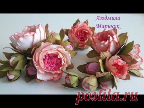 Фоамиран цветы мастер класс! Пионы  из фоамирана! Часть №1 Peonies for hair clips from Foamiran!