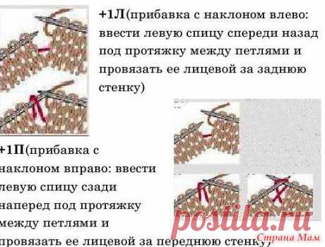 Лекция 12. Прибавление/убавление по краю полотна и в середине - Помощь в вязании - Страна Мам