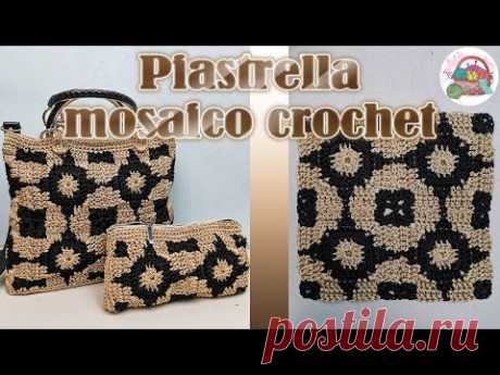 Piastrella mosaico crochet - Borsa uncinetto granny square