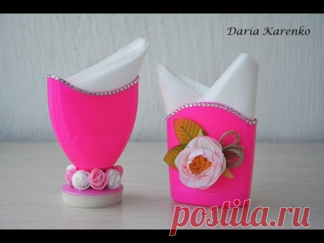 DIY Салфетница из пластиковых бутылок. Мастер класс \ Napkin of plastic bottles