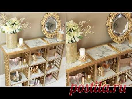 DOLLAR TREE MARBLE AND GOLD ORGANIZER DIY