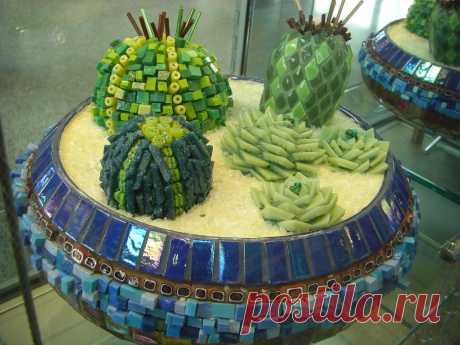 Sandi Ross' "Texas Cactus Garden" -- Austin Airport Exhibit of the Austin Mosaic Guild's work