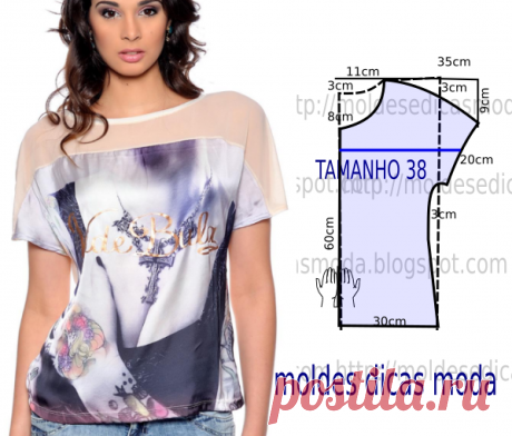 BLUSA EM TULE TRANSPARENTE - Moldes Moda por Medida