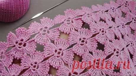SUPER EASY Beautiful Flower Pattern Crochet  СУПЕР легкий УЗОР для вязания крючком БЕЗ ОТРЫВА НИТИ !