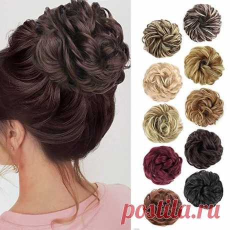 MORICA 1PCS Messy Hair Bun Hair Scrunchies Extension Curly Wavy Messy Synthetic Chignon for women Updo Hairpiece (8#(Medium chestnut Brown))