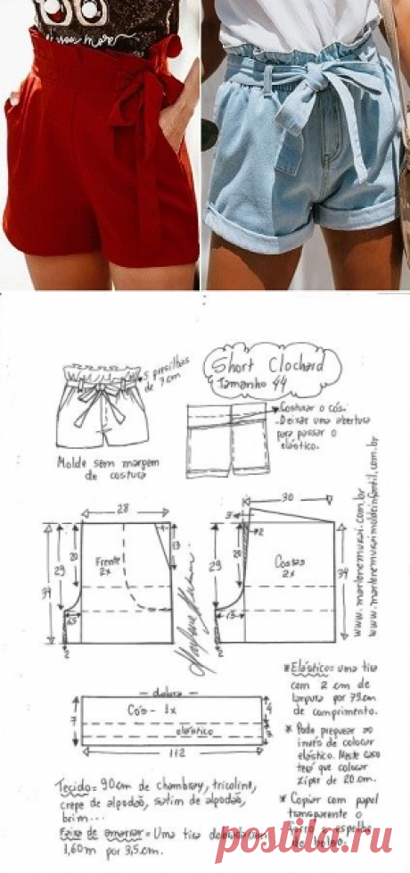 Short Clochard - DIY - molde, corte e costura - Marlene Mukai