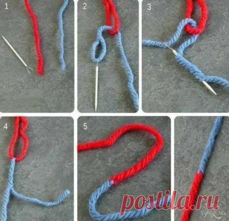 Как соединить нити при вязании без узе / Рукоделие