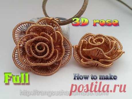 3D Rose Flower pendant - How to make handmade jewelry - full version ( slow ) 359