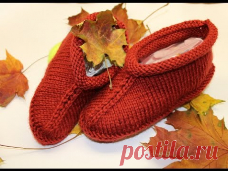 Knitted slippers for beginners_ Вязаные тапочки - YouTube