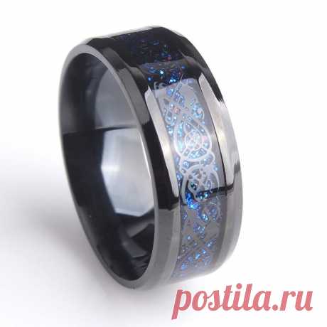 Мужское черное кольцо из нержавеющей стали со вставкой из карбона 22 мм диаметр за 120 грн. | Шафа