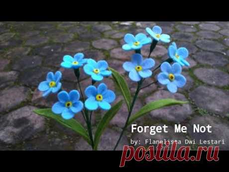 How to make Felt Flowers Forget me not | Cara Membuat Bunga Flanel Forget Me Not