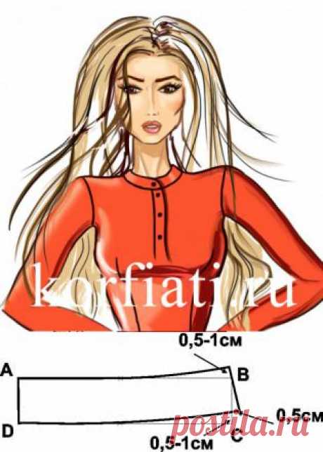 Выкройка воротника стойка от Школы шитья А. Корфиати