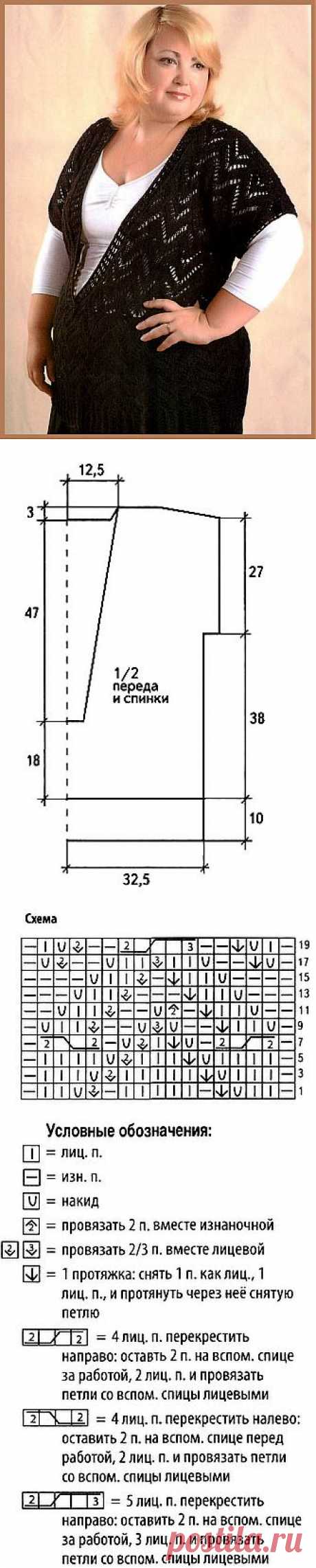 Ажурная безрукавка с глубоким V-образным вырезом..