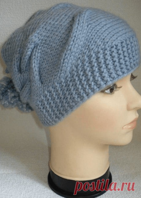 Интересная модная вязаная женская шапка (Вязание спицами) — Журнал Вдохновение Рукодельницы