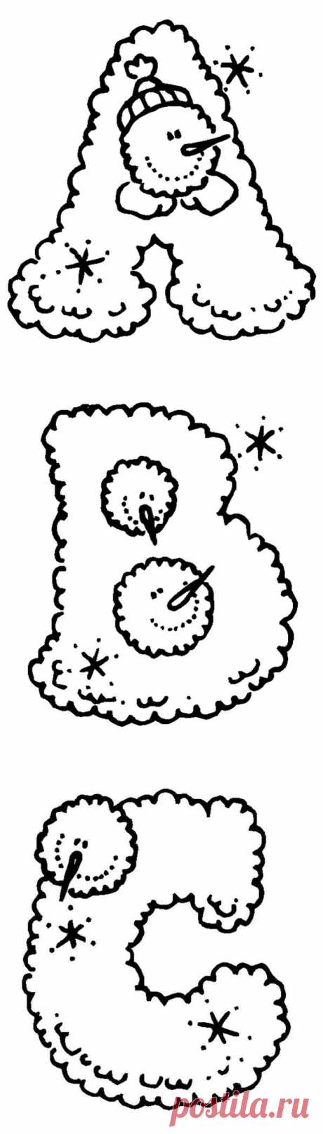 Алфавит-снеговик (трафареты) - КЛИПАРТ, рисование -