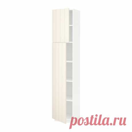 МЕТОД Высокий шкаф с полками/2 дверцы - белый, Хитарп белый с оттенком, 40x37x200 см - IKEA
