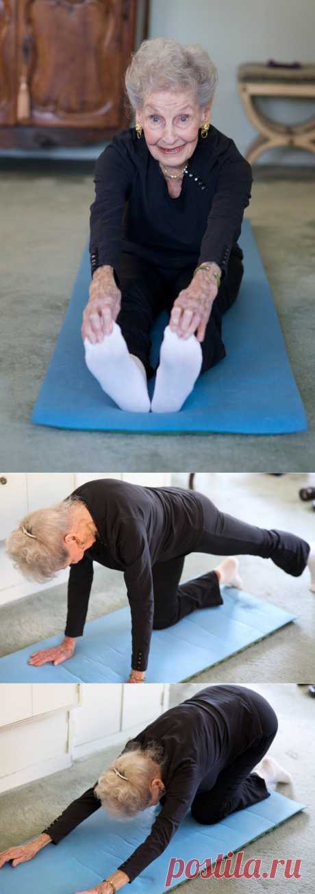 100 Year Old Ruth Doing Pilates and Stretches! Very inspiring! | Shining world