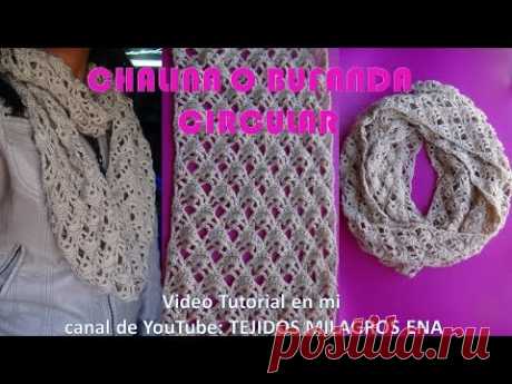 Bufanda o Chalina Circular tejida a crochet fácil y rápido