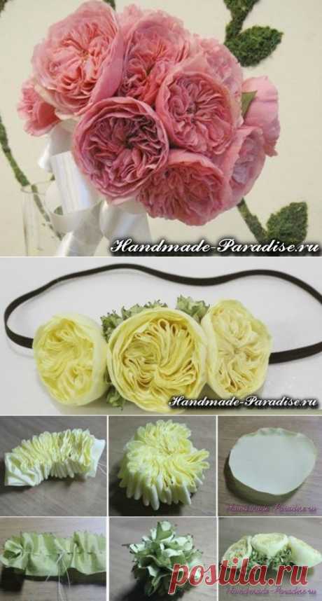 Английская роза Дэвида Остина из ткани - Handmade-Paradise