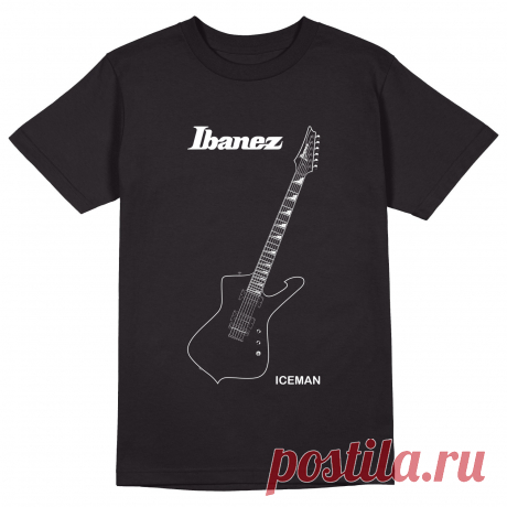 Мужская футболка «Ibanez Iceman. Guitar. Гитара. Rock. Рок.» цвет черный - дизайнер принта Kaplio