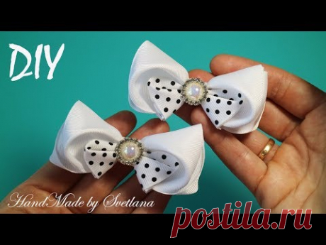 Бантики из репсовой ленты Канзаши DIY Grosgrain Ribbon bow Laço de Fita de Gorgurão