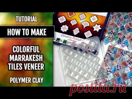 New Technique -  Colorful Tiles Veneer with Foils! Polymer clay tutorial. - YouTube