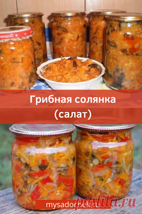 Грибная солянка это низкокалорийная и легкая закуска. Солянка — универсальное блюдо, оно применяется повсеместно: для супов, рагу и как отдельное блюдо, в качестве салата. Рецепт солянки состоит из грибов, и разных овощей, которые в свою очередь могут быть разными по сезону: капуста, баклажаны, томаты, кабачки и т. д. Грибы для солянки тоже можно брать разные — опята, белые, шампиньоны, подосиновики и др.