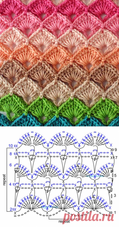 Многоцветный вязаный крючок | Mycrochetpattern