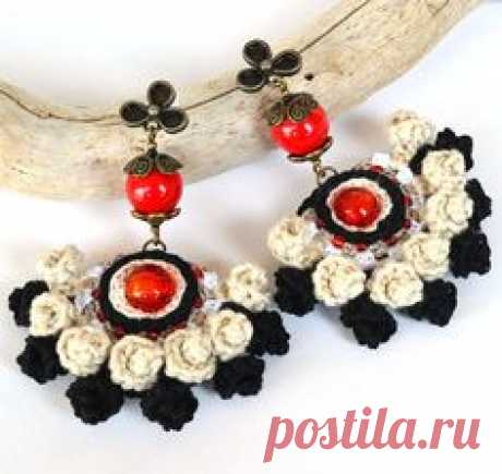 black white red earringsstatement bohemian by Marmotescu on Etsy