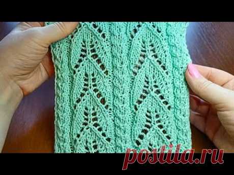 🌿Нежный и красивый ажурный узор "Листья с мелкими косичками"  спицами + схема. Knitting pattern 🌿