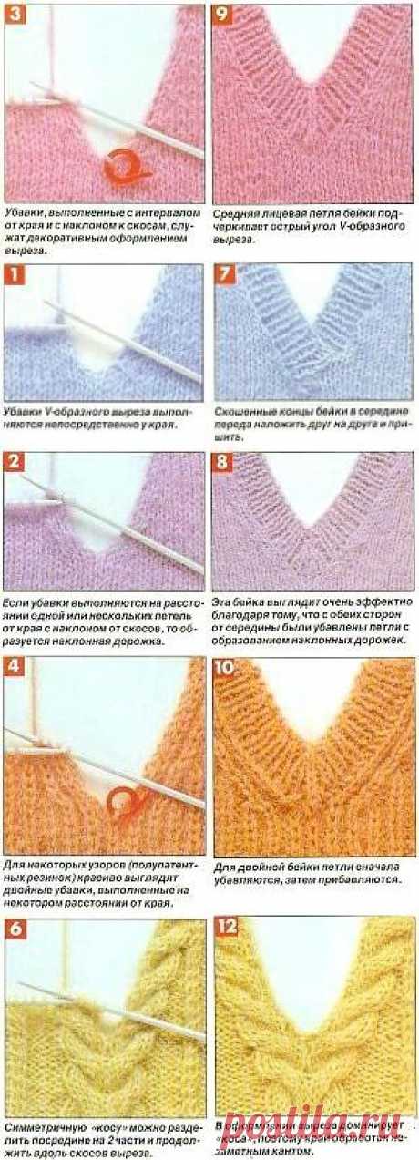 Учимся вязать V - образный вырез.
