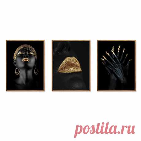 3pcs canvas print paintings african girl wall decorative print art pictures frameless wall hanging decorations for home office Sale - Banggood.com