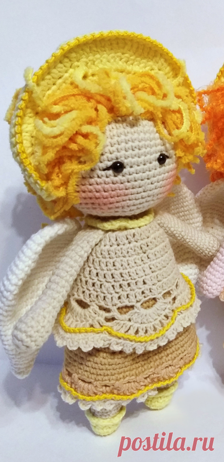 PDF Рождественский ангелочек крючком; FREE crochet pattern; Аmigurumi doll patterns. Амигуруми схемы и описания на русском. Вязаные игрушки и поделки своими руками #amimore - ангел, ангелок, ангелочек.