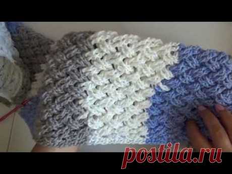 Bufanda a crochet - paso a paso - tutorial a ganchillo punto entrecruzado a crochet, celta o cesta a