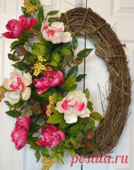 Peony Wreath, Home Decor, Home Living, Garden Wreath, Wall Decor, Wall Hanger…