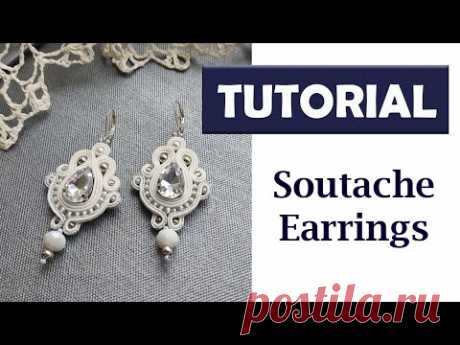 TUTORIAL Soutache Earrings, How to make bridal earrings, Handmade Embroidery technique