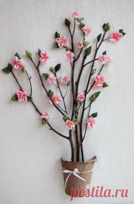 ​Изумительной красоты объемная картина с цветущим деревом — Сделай сам, идеи для творчества - DIY Ideas