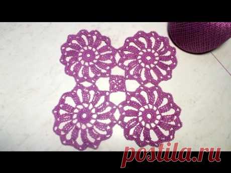 Круглый мотив крючком (соединение) ч.2. Round crochet motif (connection) Part 2.