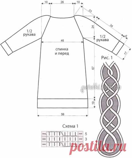 Очень теплое вязаное платье. Описание, схемы