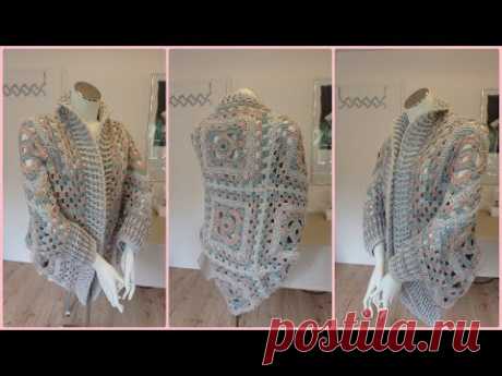 Granny square crochet cardigan 1. part - Step by step for beginners