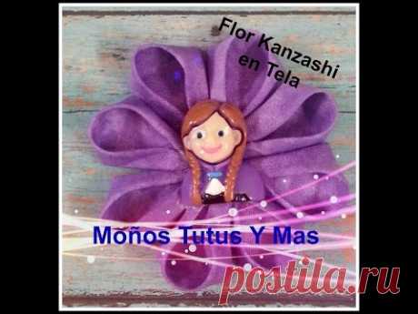 FLOR KANZASHI EN TELA Paso a Paso FABRIC KANZASHI FLOWER Tutorial DIY How To PAP